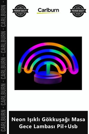 Özel Üretim Dekoratif Modern Estetik Şık Hediye Neon İşıklı Gökkuşağı Masa Gece Lambası Pil+Usb