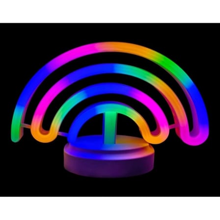 Özel Üretim Dekoratif Modern Estetik Şık Hediye Neon İşıklı Gökkuşağı Masa Gece Lambası Pil+Usb