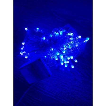 Ozel Uretim Dekoratif Yilbasi Aydinlatma 10M 100 Led Damla Uclu Mavi İsik Seffaf Kablo Mz176