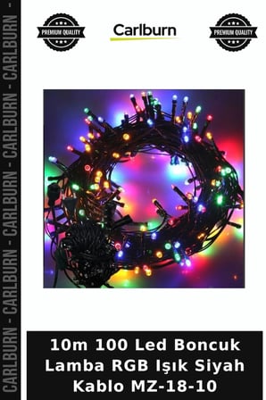 10m 100 Led Boncuk Lamba RGB Işık Siyah Kablo MZ-18-10 Ev Dekoru Oda Işığı Gece Lambası