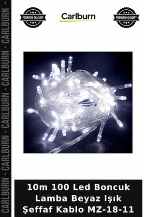 10m 100 Led Boncuk Lamba Beyaz Işık Şeffaf Kablo MZ-18-11 Dekoratif Süs Parti Aksesuarı Gece Lambası