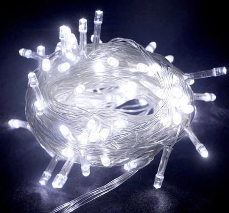 10m 100 Led Boncuk Lamba Beyaz Işık Şeffaf Kablo MZ-18-11 Dekoratif Süs Parti Aksesuarı Gece Lambası