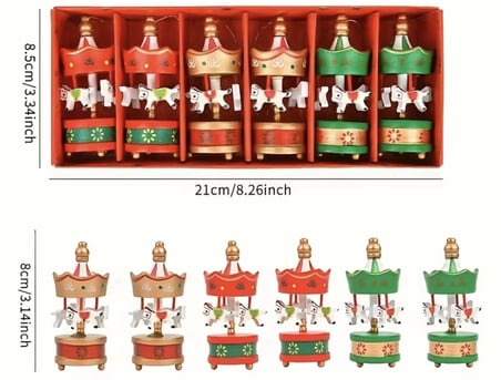 Özel Üretim Ahşap Boyalı Nostaljik Çam Ağacı Dekorasyonu Hediyelik 6’lı Atlı Karınca Yılbaşı Süsü