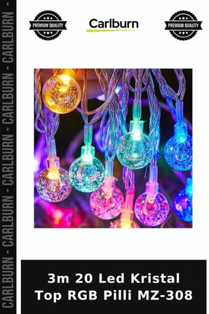 3m 20 Led Kristal Top RGB Pilli MZ-308 Dekor Ürünü Gece Lambası İç Mekan Işığı