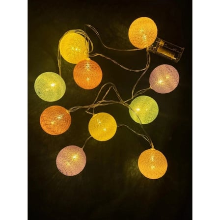 Özel Üretim Gün Işığı 2 Kademeli 6cm Led Lambalı 2m 10'lu Işıklı Renkli Top Dekoratif Süs Pilli MZ31