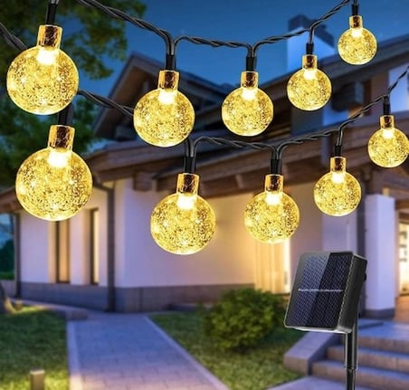7m 50 Led Gün Işığı Solar Bahçe Aydınlatma Gece Lambası Teras Aksesuarı