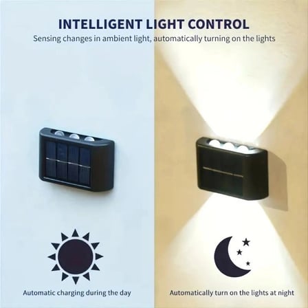 2'li Solar Duvar Aydınlatması 6 Ledli Gün Işığı Akşam Lambası Işık Kaynağı Bahçe Aksesuarı