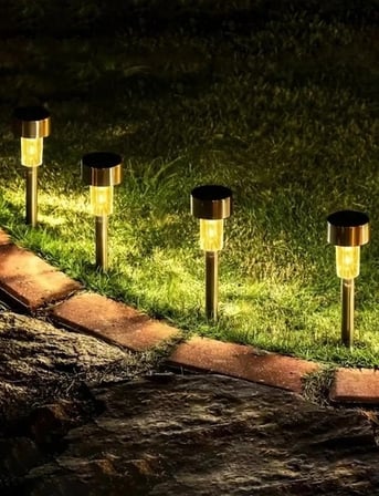 özel üretim gün işığı güneş enerjili dayanıklı dekoratif metal gövdeli solar bahçe lambası 10'lu