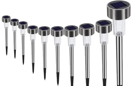 özel üretim gün işığı güneş enerjili dayanıklı dekoratif metal gövdeli solar bahçe lambası 10'lu
