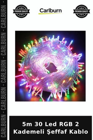 5m 30 Led RGB 2 Kademeli Şeffaf Kablo Gece Aydınlatması Atmosfer Lambası Işıklı Dekor