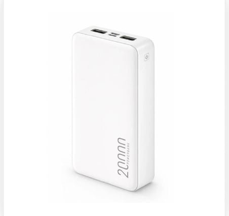 Premium Powerbank Beyaz 20000 mAh Çift USB Çıkışlı Hızlı Şarj