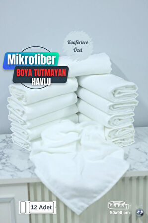 Kuaförlere Özel Boya Tutmayan Mikrofiber Saç Havlusu 50x90 cm 12'li Set