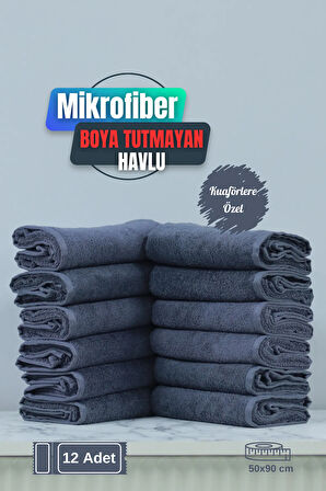 Kuaförlere Özel Boya Tutmayan Mikrofiber Saç Havlusu 50x90 cm 12'li Set