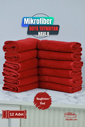 Kuaförlere Özel Boya Tutmayan Mikrofiber Saç Havlusu 50x90 cm 12'li Set