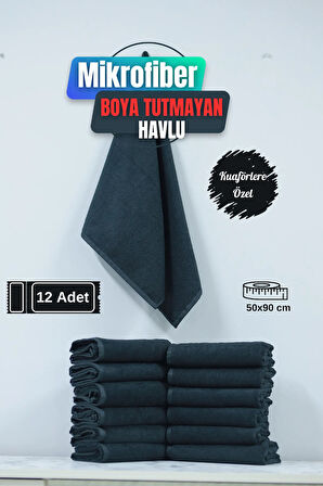 Kuaförlere Özel Boya Tutmayan Mikrofiber Saç Havlusu 50x90 cm 12'li Set
