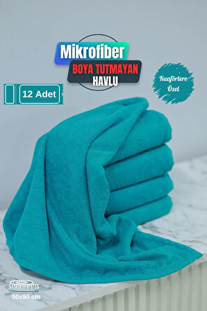 Kuaförlere Özel Boya Tutmayan Mikrofiber Saç Havlusu 50x90 cm 12'li Set