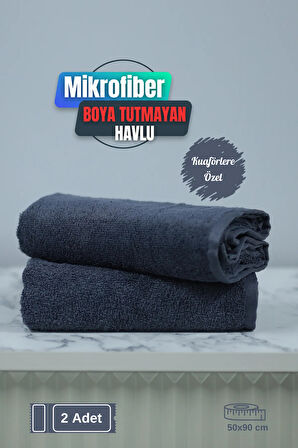 Kuaförlere Özel Boya Tutmayan Mikrofiber Saç Havlusu 50x90 cm 2'li Set