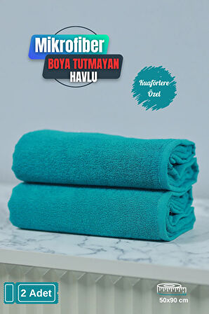 Kuaförlere Özel Boya Tutmayan Mikrofiber Saç Havlusu 50x90 cm 2'li Set