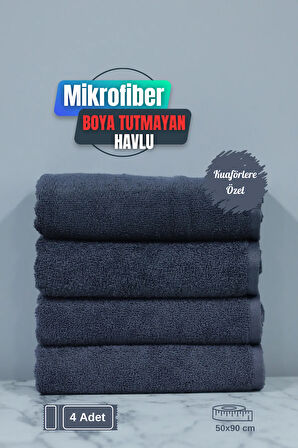 Kuaförlere Özel Boya Tutmayan Mikrofiber Saç Havlusu 50x90 cm 4'lü Set
