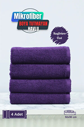 Kuaförlere Özel Boya Tutmayan Mikrofiber Saç Havlusu 50x90 cm 4'lü Set