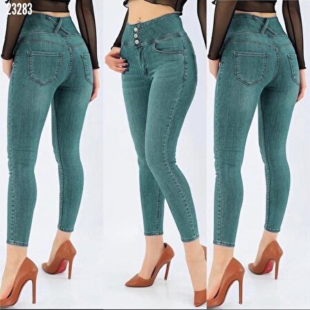 MokaShopin Yüksek Bel Likralı Jean Pantolon 90 Cm