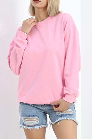 MokaShopin Bisiklet Yaka Sweat Pembe - 3042.275.