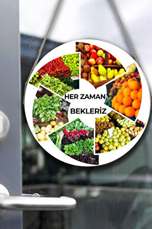 Manav Dükkanı Kapı Duvar Pano Karşılama Tabelası, Pazar, Manav, Hal için İpli Karşılama Süs Tablosu