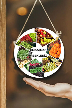 Manav Dükkanı Kapı Duvar Pano Karşılama Tabelası, Pazar, Manav, Hal için İpli Karşılama Süs Tablosu