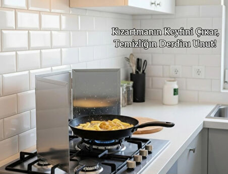 Mutfak ocağı kızartma yağı sıçrama  engelleyici, ocak fayans koruyucu 3 kanatlı galveniz 45x30 cm