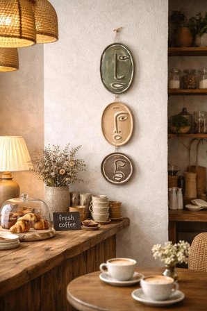 Modern Minimal Yüzler El Yapımı Beton Duvar Dekoru | Sade Seri – 3’lü Set