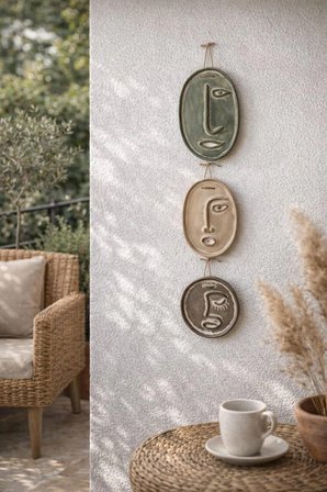 Modern Minimal Yüzler El Yapımı Beton Duvar Dekoru | Sade Seri – 3’lü Set