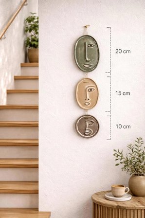 Modern Minimal Yüzler El Yapımı Beton Duvar Dekoru | Sade Seri – 3’lü Set