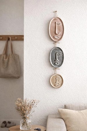 Modern Minimal Yüzler El Yapımı Beton Duvar Dekoru | Sade Seri – 3’lü Set