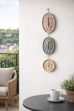 Modern Minimal Yüzler El Yapımı Beton Duvar Dekoru | Sade Seri – 3’lü Set