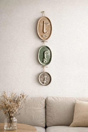 Modern Minimal Yüzler El Yapımı Beton Duvar Dekoru | Sade Seri – 3’lü Set