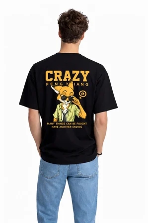 Sevgili Kombini Crazy Animal Baskılı Çift Tişört Oversize Unisex Çift Kombin Karikatür Çift Set