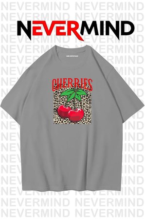 unisex cherries baskılı oversize tshirt