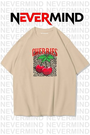 unisex cherries baskılı oversize tshirt