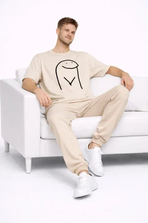 Sevgili Kombini Çift Tişört Oversize Unisex Matching Couple Minimal Çizim Tasarım Çift Kombin Seti