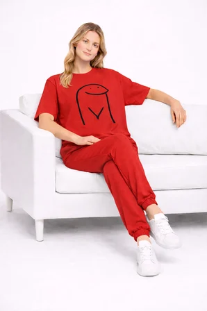 Sevgili Kombini Çift Tişört Oversize Unisex Matching Couple Minimal Çizim Tasarım Çift Kombin Seti