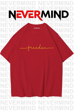 erkek oversize “freedom” baskılı erkek tişört – yazlık rahat pamuklu tshirt