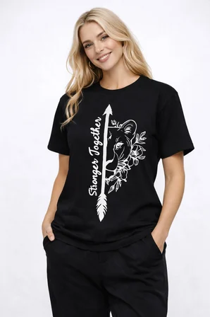 Sevgili Kombini Oversize Çift Tişört Unisex Matching Couple Stronger Together Baskılı Partner Set