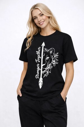 Sevgili Kombini Oversize Çift Tişört Unisex Matching Couple Stronger Together Baskılı Partner Set