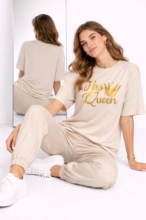 King Queen Sevgili Kombini Oversize Çift Tişört Unisex Partner Kombin Uyumlu Çift Seti
