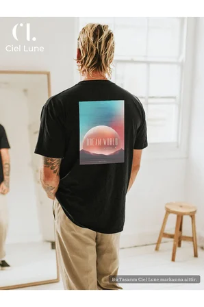 Unisex Kadın Erkek Mndschesm World Baskılı Özel Tasarım Oversize T-shirt
