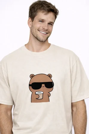 Sevgili Kombini Çift Tişört Panda Baskılı Oversize Unisex Çift Kombin Sevimli Çift Tişört Seti