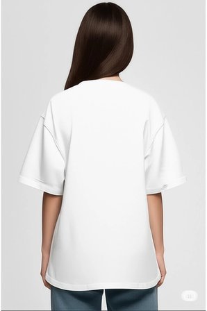 Oversize Tişört Kadın | Sol Alt "Mndsches" Baskılı Geniş Kalıp T-Shirt Unisex