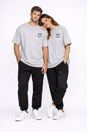 Sevgili Kombini Çift Tişört Oversize Unisex Uyumlu Çift Kombin 2'li Set
