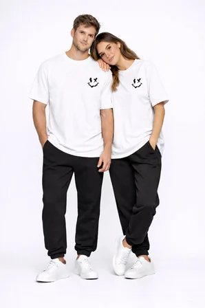 Sevgili Kombini Çift Tişört Oversize Unisex Uyumlu Çift Kombin 2'li Set