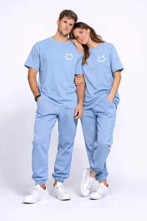 Sevgili Kombini Çift Tişört Oversize Unisex Uyumlu Çift Kombin 2'li Set
